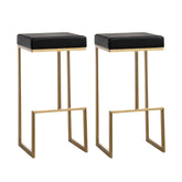 Ferrara Black Performance Vegan Leather and Gold Steel Barstool - Set of 2 Model: TOV-K3663